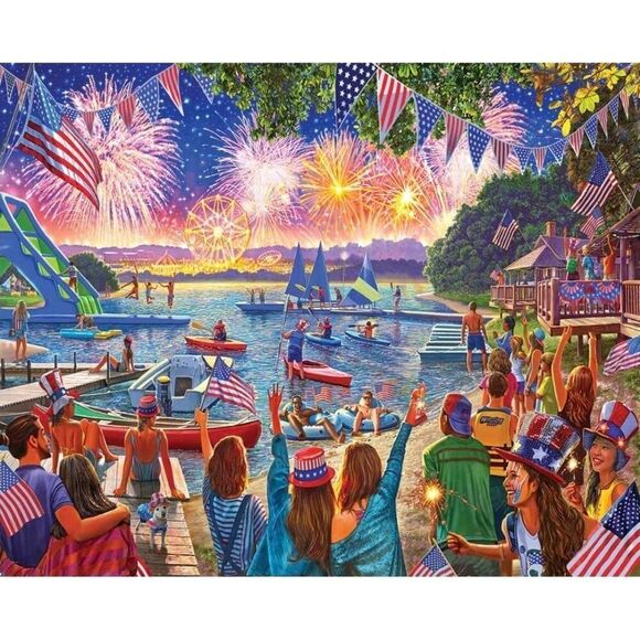 White Mountain Fireworks by Steve Crisp 1000 pc Jigsaw Puzzle , Damaged Box - Picture 2 of 10